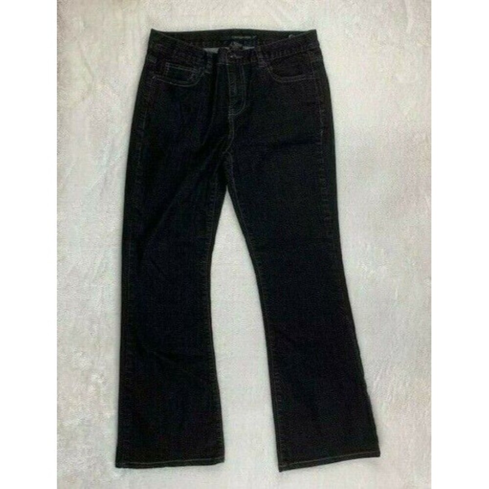 Calvin Klein Size 8 Womens Jeans Flare Stretch Dark Wash Embellished Pockets